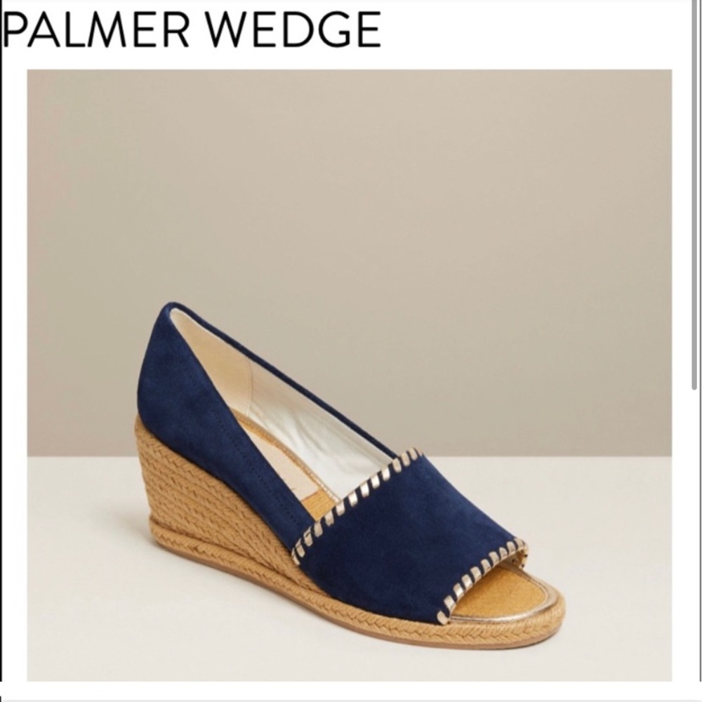 Jack Rogers Navy Blue and Gold Palmer Wedge